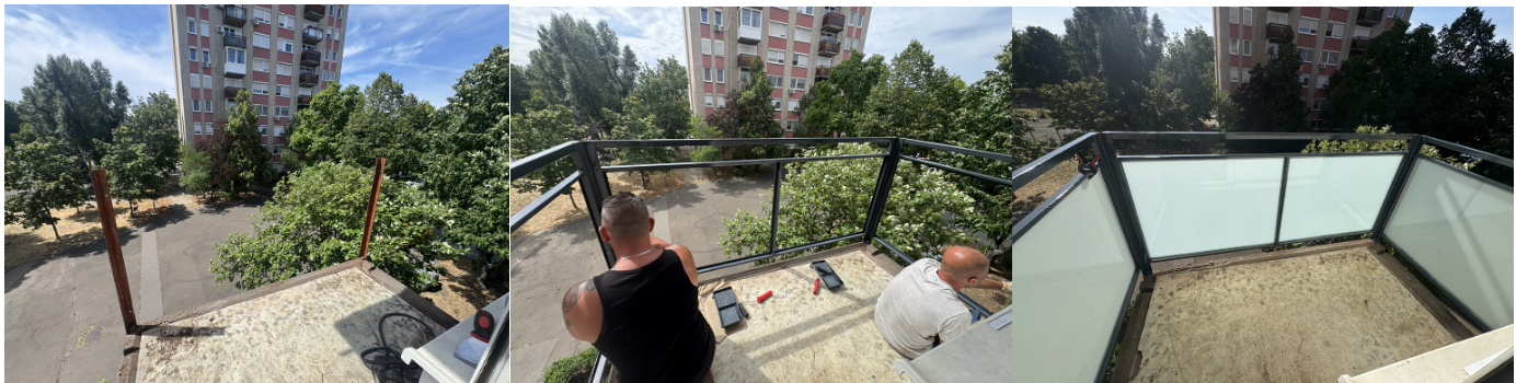 Komplett erkély szerkezet csere, és matt biztonsági üvegezés. 2025.07.25 